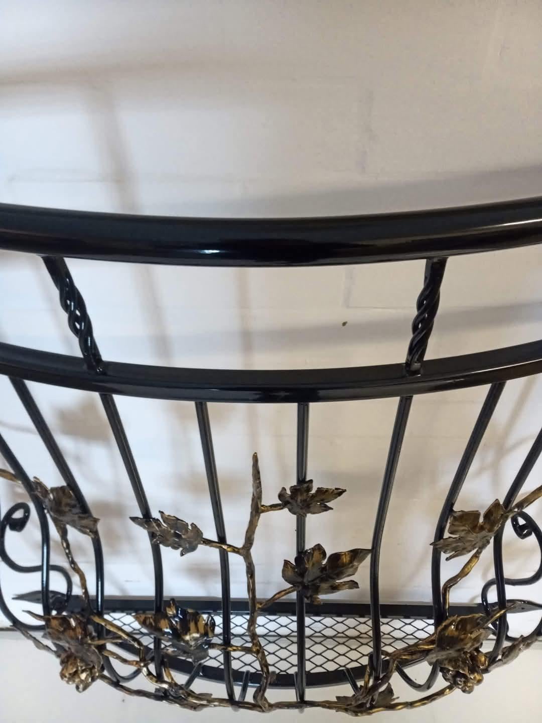 Bespoke Wrought Iron Juliet Balcony - Grape Vine Design with Mesh Floor. 66