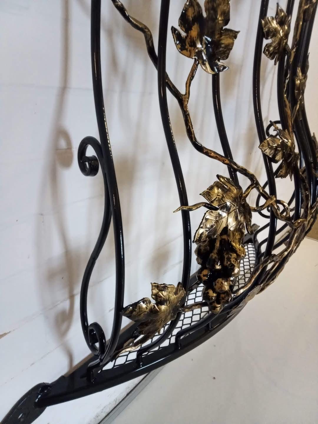 Bespoke Wrought Iron Juliet Balcony - Grape Vine Design with Mesh Floor. 66