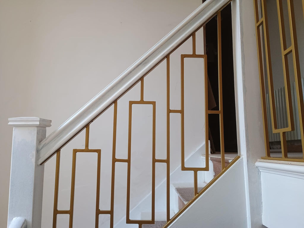 Hand Forged Wrought Iron Stair Railing - Modern Design. 44