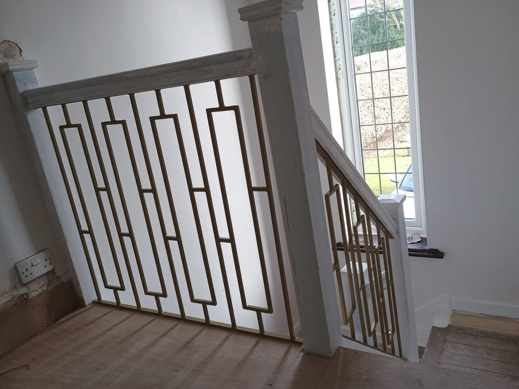Hand Forged Wrought Iron Stair Railing - Modern Design. 44