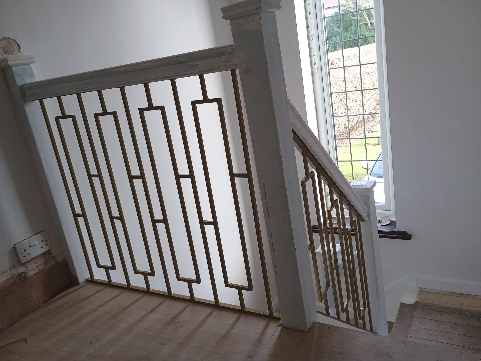 Hand Forged Wrought Iron Stair Railing - Modern Design. 44