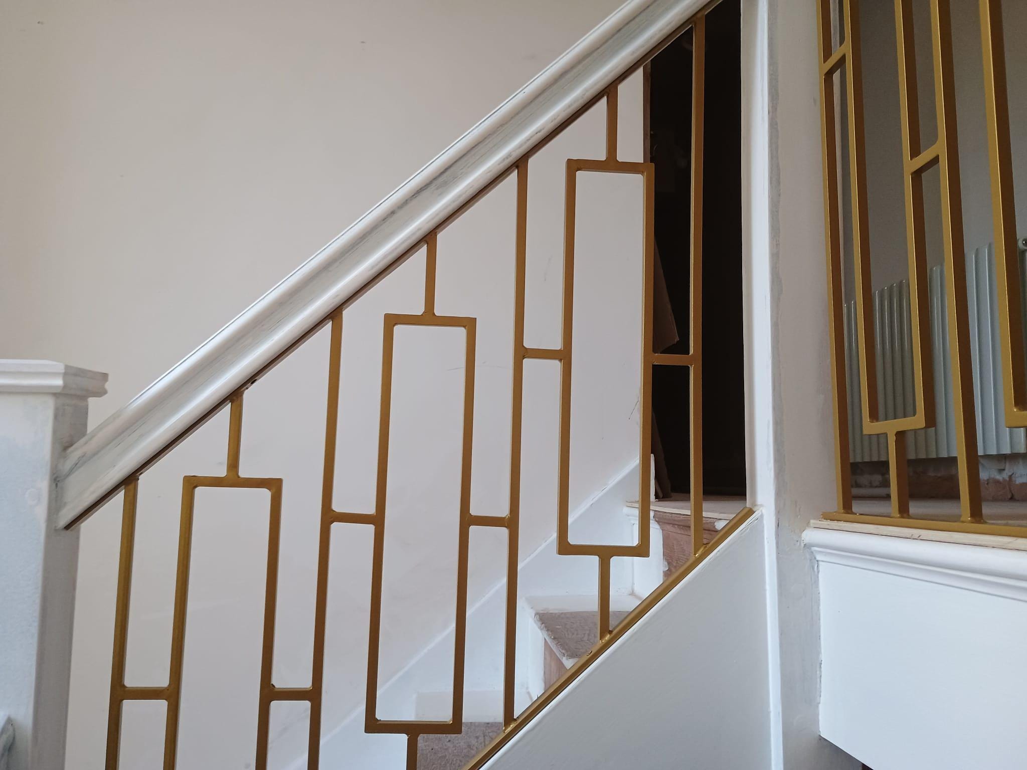 Hand Forged Wrought Iron Stair Railing - Modern Design. 44