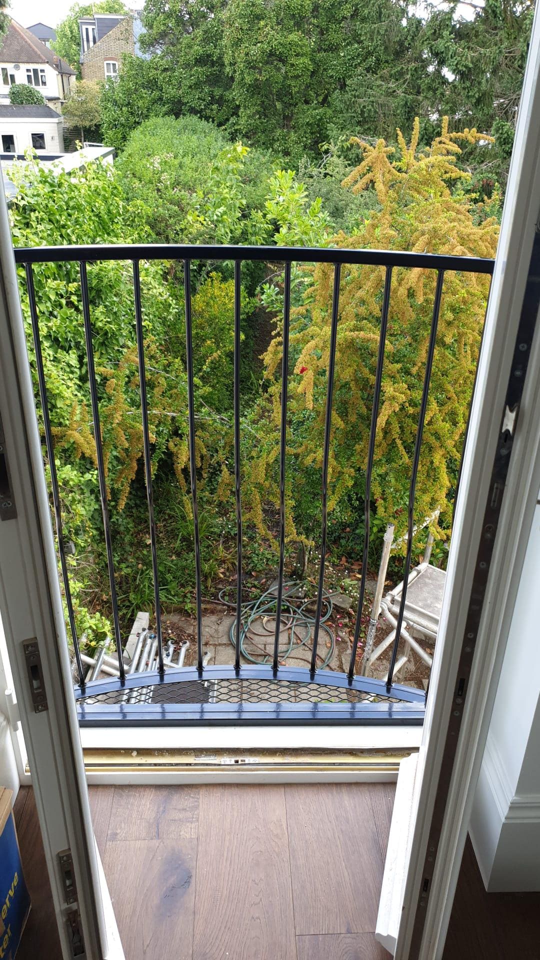 Bespoke Wrought Iron Juliet Balcony with Mesh Floor. 18