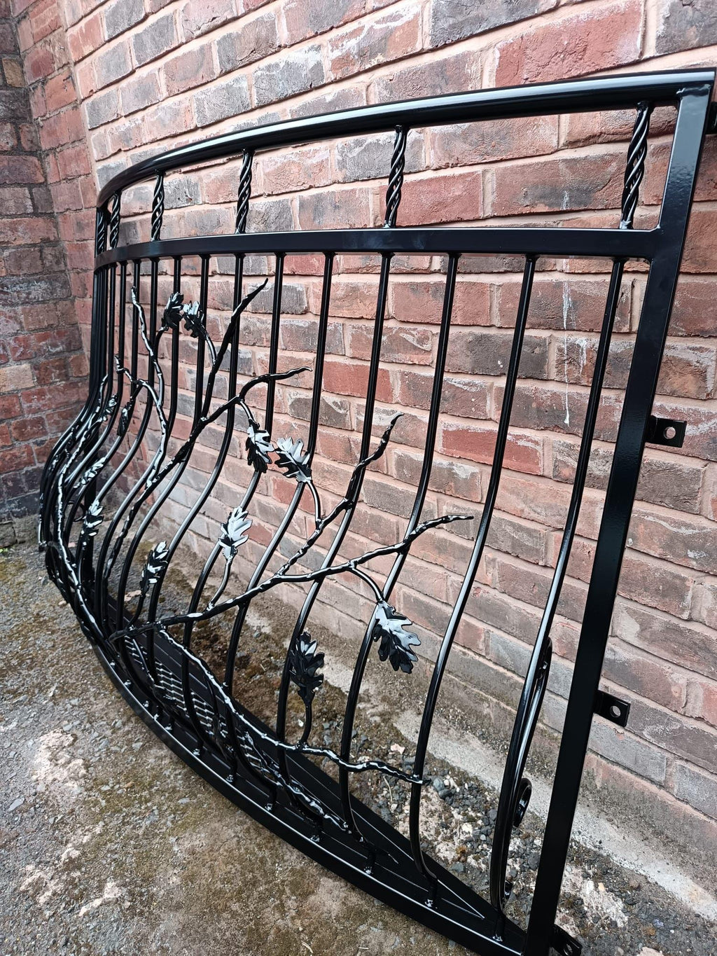 Hand Forged Juliet Balcony with Mesh floor - Oak leaves Design. 79