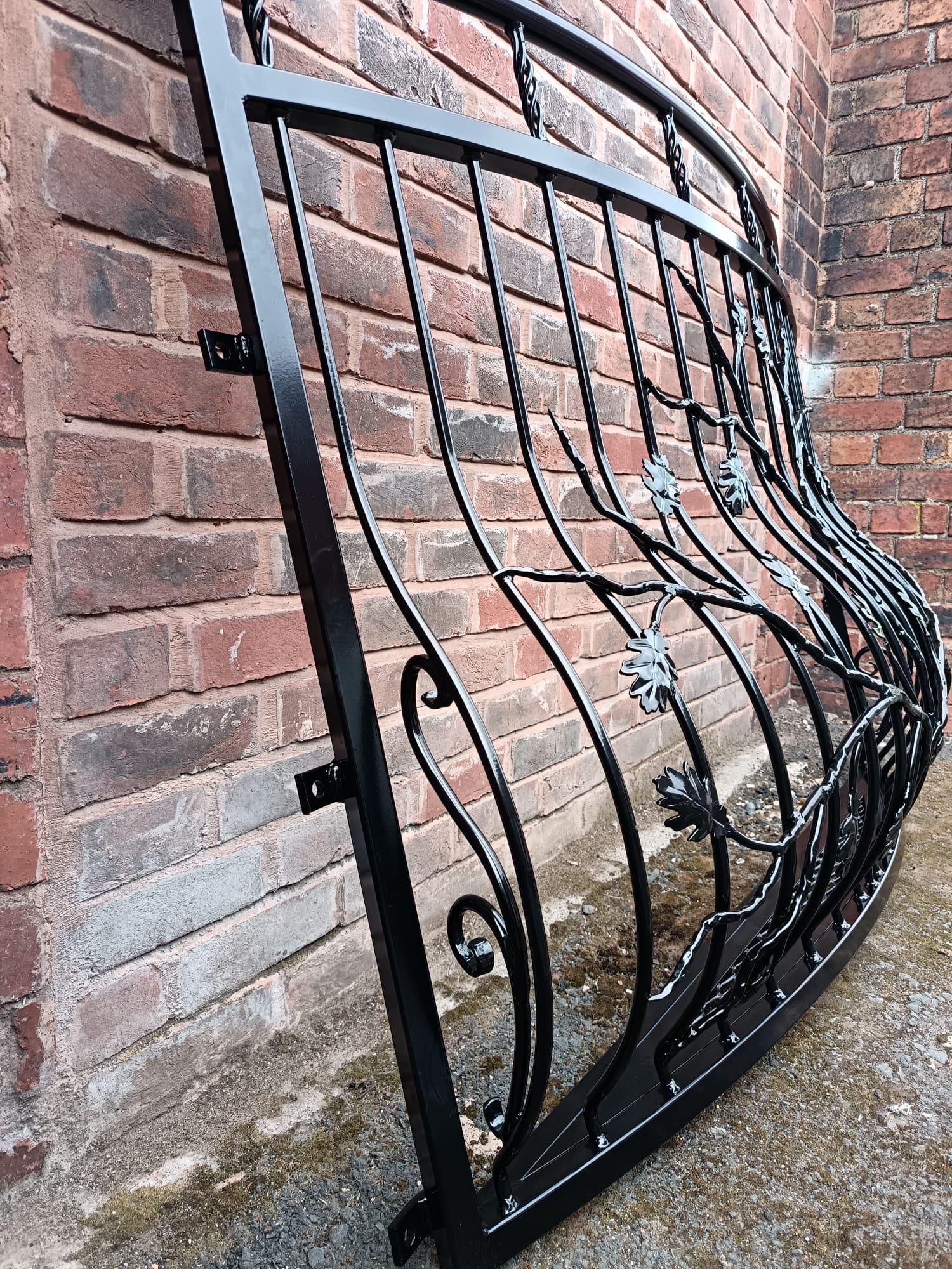 Hand Forged Juliet Balcony with Mesh floor - Oak leaves Design. 79