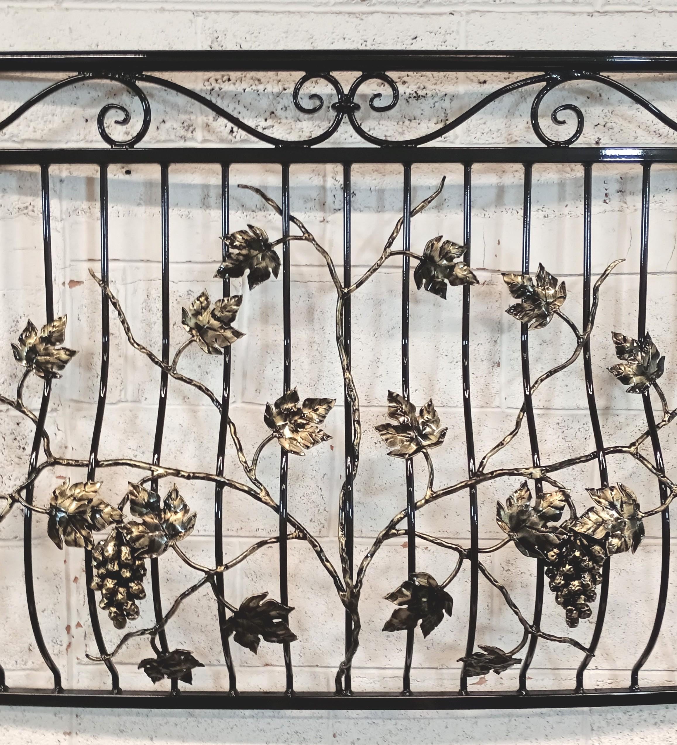 Bespoke Wrought Iron Juliet Balcony - Grape Vine Design - Powder coated. 14