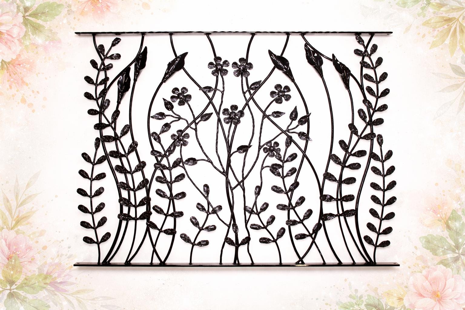 Custom Juliet Balcony - Hand Forged Ironwork - Flower Design. 15