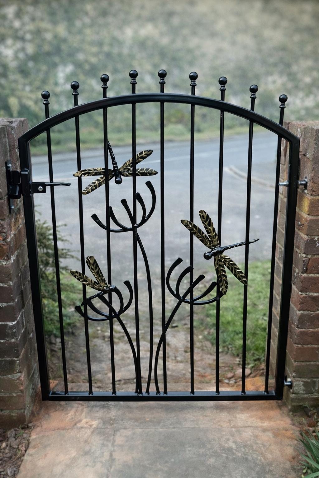 Hand Forged Wrought Iron Gate - Bespoke Made to Measure - Dragonfly Design. 33