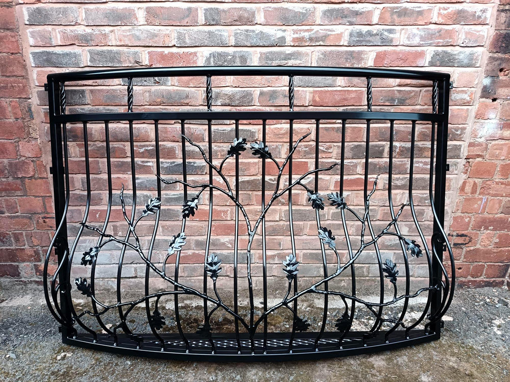 Hand Forged Juliet Balcony with Mesh floor - Oak leaves Design. 79