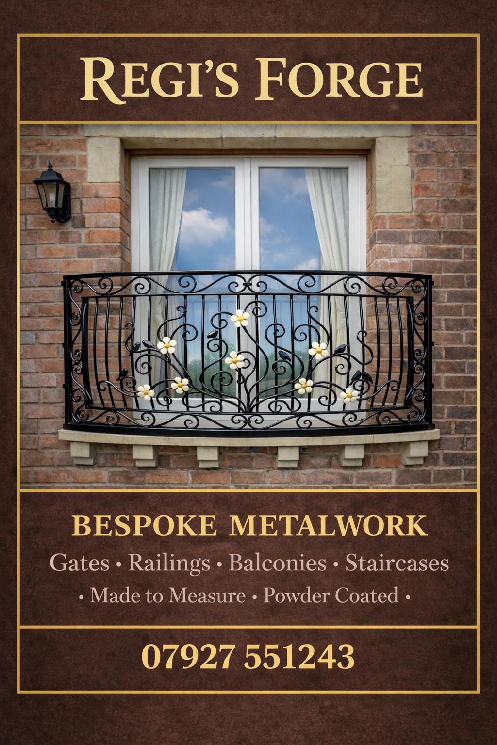Traditional Hand Forged Iron Railing - Made to Measure. 69